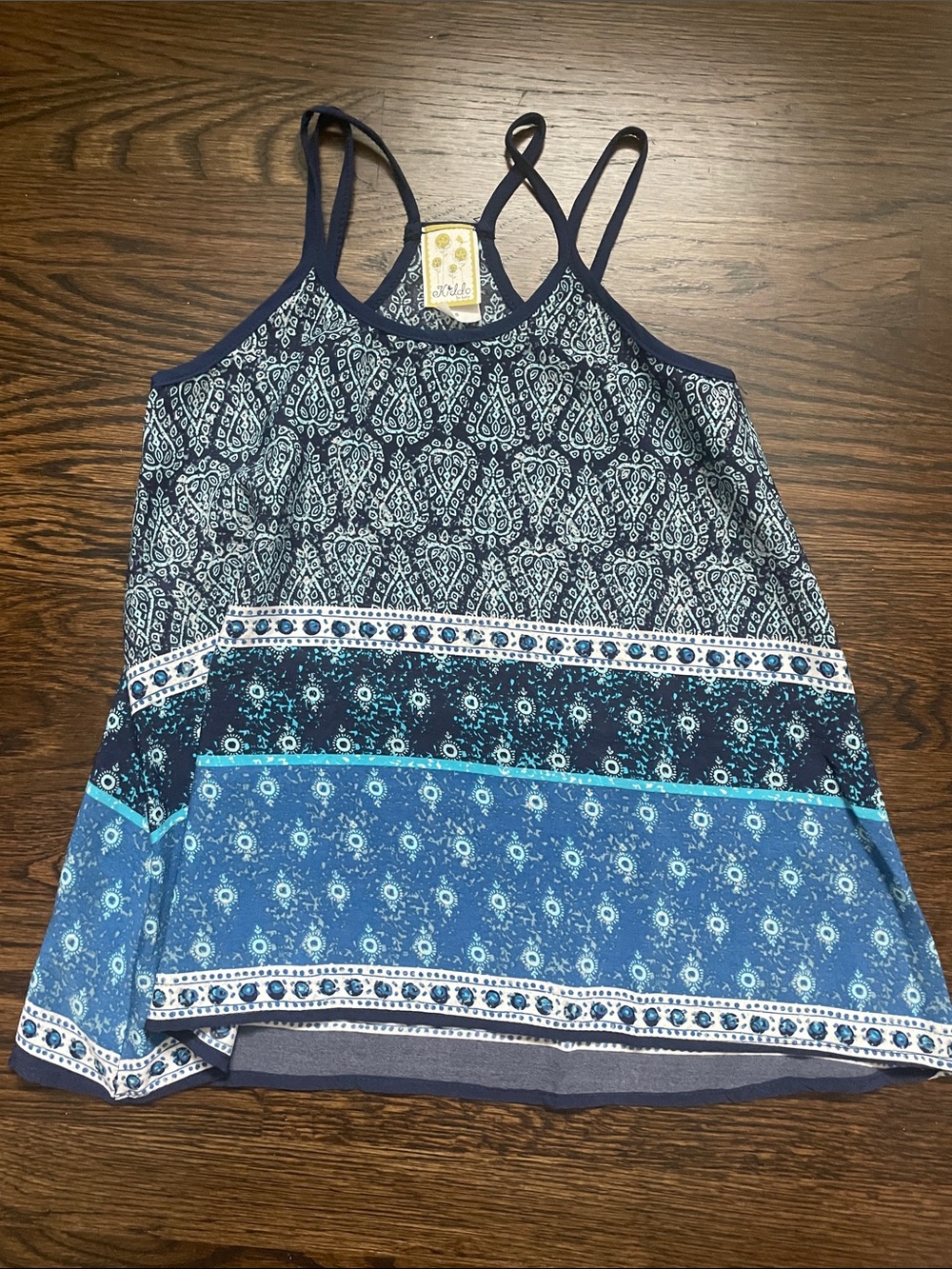 Kiddo by Katie Navy and Light Blue Patterned Double-Strap Camisole / Tank Top